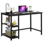 Costway Bureau informatique 47'' Table d'étude Poste de travail à domicile avec étagère réglable Noir rustique/Café/Marron