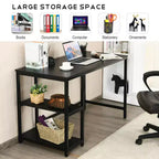 Costway Bureau informatique 47'' Table d'étude Poste de travail à domicile avec étagère réglable Noir rustique/Café/Marron