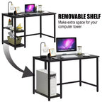 Costway Bureau informatique 47'' Table d'étude Poste de travail à domicile avec étagère réglable Noir rustique/Café/Marron