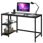Costway 47'' Computer Desk Office Study Table Workstation Home w/ Adjustable Shelf Rustic Black/Coffee/Brown