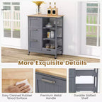Meuble de cuisine roulant Costway avec 3 tiroirs de rangement et étagères Blanc/Noir/Gris