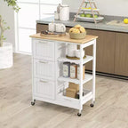 Meuble de cuisine roulant Costway avec 3 tiroirs de rangement et étagères Blanc/Noir/Gris