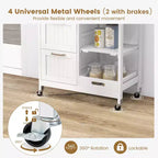 Meuble de cuisine roulant Costway avec 3 tiroirs de rangement et étagères Blanc/Noir/Gris