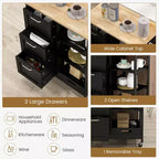 Meuble de cuisine roulant Costway avec 3 tiroirs de rangement et étagères Blanc/Noir/Gris