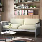 Lit de repos en bois à lattes format jumeau Costway, plate-forme robuste avec rails, blanc/cerisier
