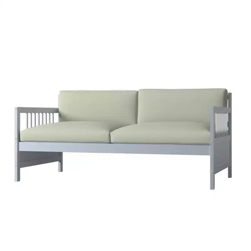 Lit de repos en bois à lattes format jumeau Costway, plate-forme robuste avec rails, blanc/cerisier