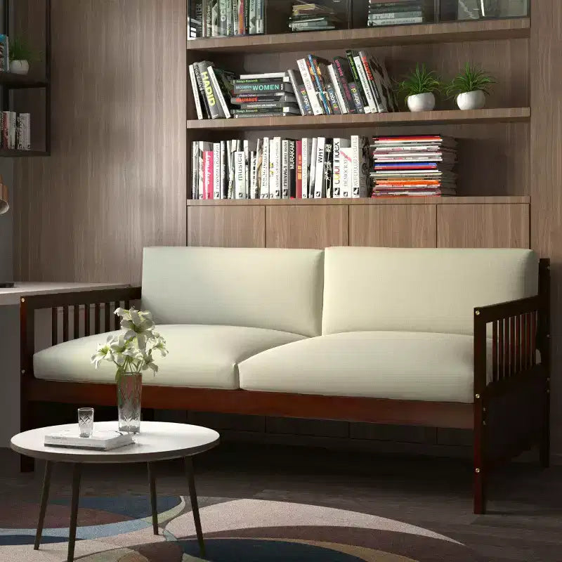 Lit de repos en bois à lattes format jumeau Costway, plate-forme robuste avec rails, blanc/cerisier