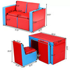 Ensemble canapé-table-chaise multifonctionnel 2 places pour enfants Costway avec boîte de rangement