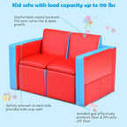 Ensemble canapé-table-chaise multifonctionnel 2 places pour enfants Costway avec boîte de rangement