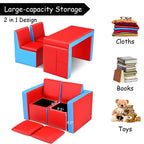 Ensemble canapé-table-chaise multifonctionnel 2 places pour enfants Costway avec boîte de rangement