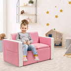 Ensemble canapé-table-chaise multifonctionnel 2 places pour enfants Costway avec boîte de rangement