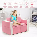 Ensemble canapé-table-chaise multifonctionnel 2 places pour enfants Costway avec boîte de rangement