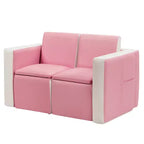 Ensemble canapé-table-chaise multifonctionnel 2 places pour enfants Costway avec boîte de rangement
