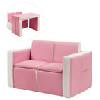Costway Multi-functional Kids Sofa Table Chair Set 2 Seat Couch Furniture W/Storage Box