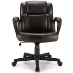 Costway Chaise de bureau exécutive en cuir réglable avec accoudoirs