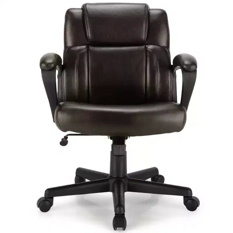 Costway Chaise de bureau exécutive en cuir réglable avec accoudoirs