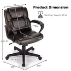 Costway Chaise de bureau exécutive en cuir réglable avec accoudoirs
