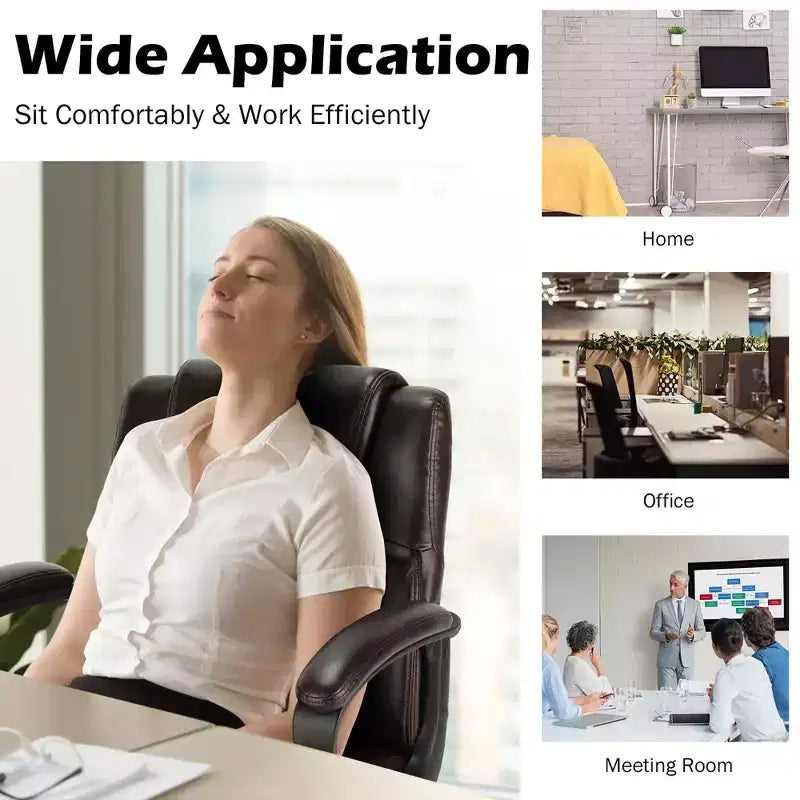 Costway Chaise de bureau exécutive en cuir réglable avec accoudoirs