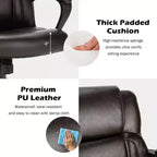 Costway Chaise de bureau exécutive en cuir réglable avec accoudoirs