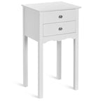 Costway Table d'appoint Table de chevet Meuble d'appoint avec 2 tiroirs Blanc