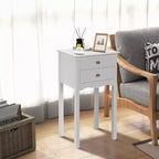 Costway Table d'appoint Table de chevet Meuble d'appoint avec 2 tiroirs Blanc