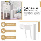 Costway Table d'appoint Table de chevet Meuble d'appoint avec 2 tiroirs Blanc