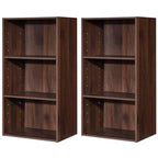 Costway 2 PCS 3 Tier Open Shelf Bookcase Multi-functional Storage Display Cabinet Walnut