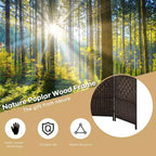 Costway Paravent 6 Panneaux 180cm Tressé en Fibre Pliant Séparateur de Pièce Brun/Noir