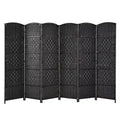 Costway 6-Panel Room Divider 6Ft Weave Fiber Folding Privacy Screen Brown\Black