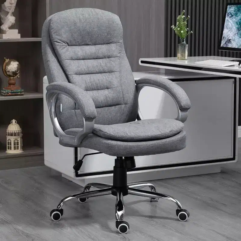 Chaise de bureau Vinsetto à dossier haut, fauteuil de direction ergonomique pour ordinateur avec hauteur réglable, rembourrage épais pour la tête et accoudoirs - Gris