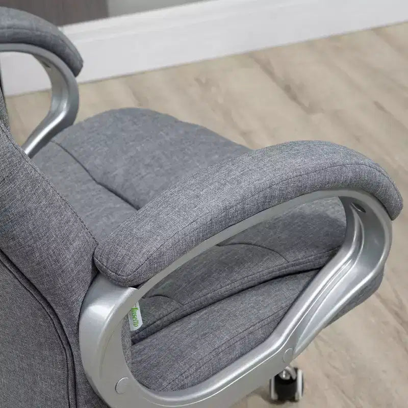Chaise de bureau Vinsetto à dossier haut, fauteuil de direction ergonomique pour ordinateur avec hauteur réglable, rembourrage épais pour la tête et accoudoirs - Gris