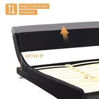 Lit plateforme Costway entièrement tapissé de simili cuir avec tête de lit réglable, noir