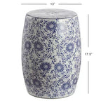 JONATHAN Y Lotus Blossom 17.5 Tabouret de jardin/Table d'appoint en céramique Chinoiserie, Bleu/Blanc