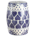 JONATHAN Y Happy Hearts 17.8 Chinoiserie Ceramic Drum Garden Stool/Accent Table, Blue/White