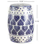 JONATHAN Y Happy Hearts 17.8 Tabouret de jardin/Table d'appoint en céramique chinoiserie, bleu/blanc