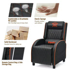 Fauteuil Inclinable de Massage Gamer en Cuir Costway, Siège de Cinéma Maison Monoplace