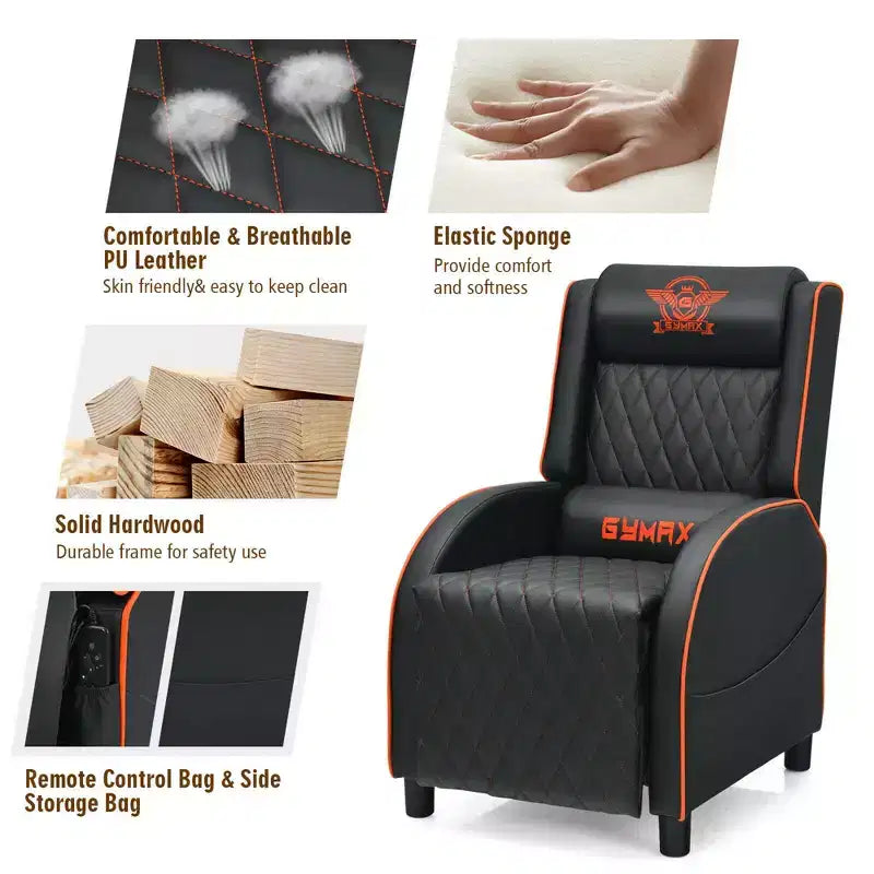 Fauteuil Inclinable de Massage Gamer en Cuir Costway, Siège de Cinéma Maison Monoplace