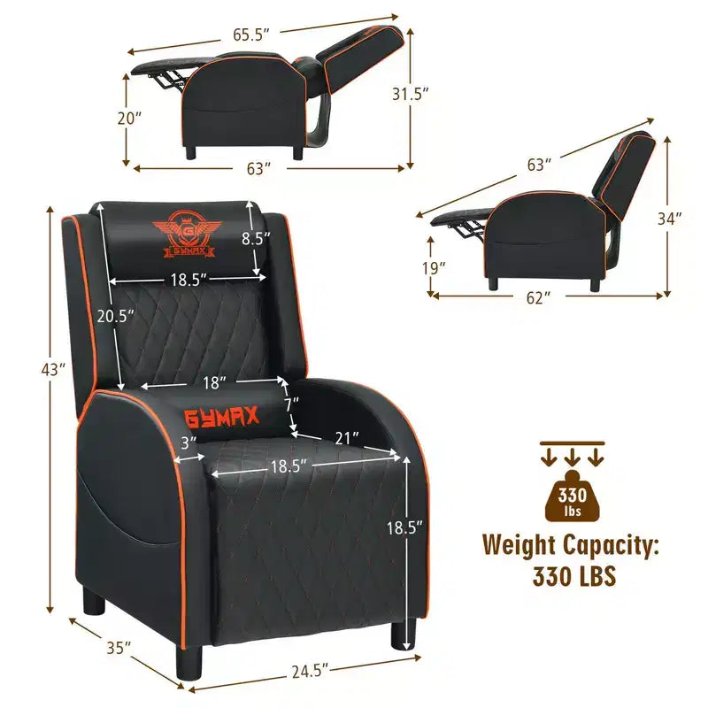 Fauteuil Inclinable de Massage Gamer en Cuir Costway, Siège de Cinéma Maison Monoplace