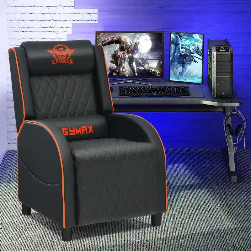 Fauteuil Inclinable de Massage Gamer en Cuir Costway, Siège de Cinéma Maison Monoplace