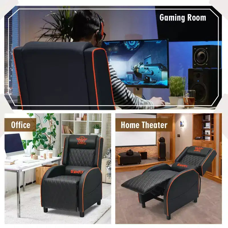 Fauteuil Inclinable de Massage Gamer en Cuir Costway, Siège de Cinéma Maison Monoplace