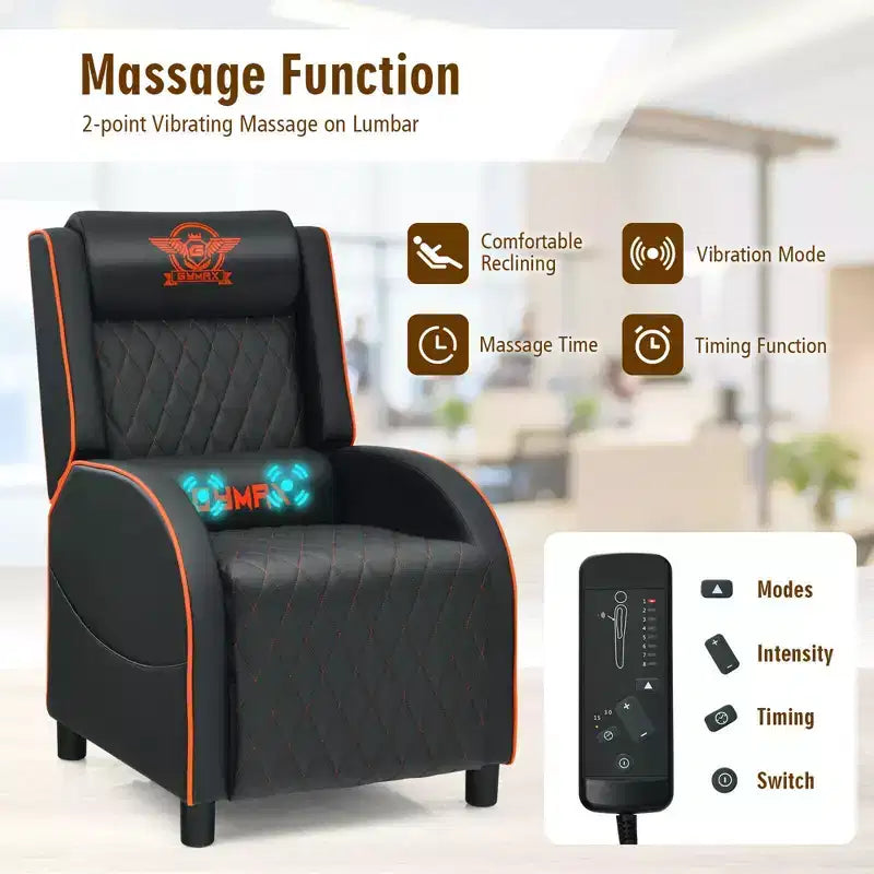 Fauteuil Inclinable de Massage Gamer en Cuir Costway, Siège de Cinéma Maison Monoplace