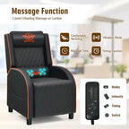 Fauteuil Inclinable de Massage Gamer en Cuir Costway, Siège de Cinéma Maison Monoplace