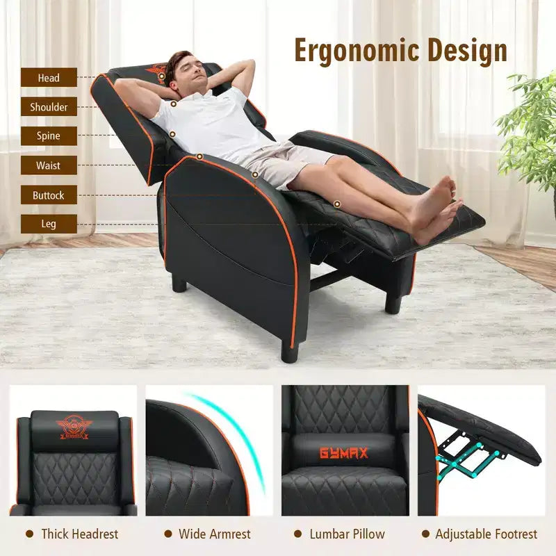 Fauteuil Inclinable de Massage Gamer en Cuir Costway, Siège de Cinéma Maison Monoplace