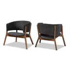2pc Baron Fabric Upholstered and Wood Living Room Accent Chair Set - Baxton Studio