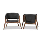 Ensemble de 2 fauteuils d'appoint Baron en tissu et bois pour salon - Baxton Studio