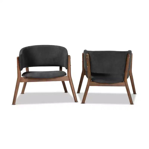 Ensemble de 2 fauteuils d'appoint Baron en tissu et bois pour salon - Baxton Studio