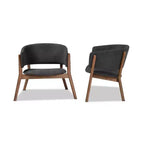 Ensemble de 2 fauteuils d'appoint Baron en tissu et bois pour salon - Baxton Studio