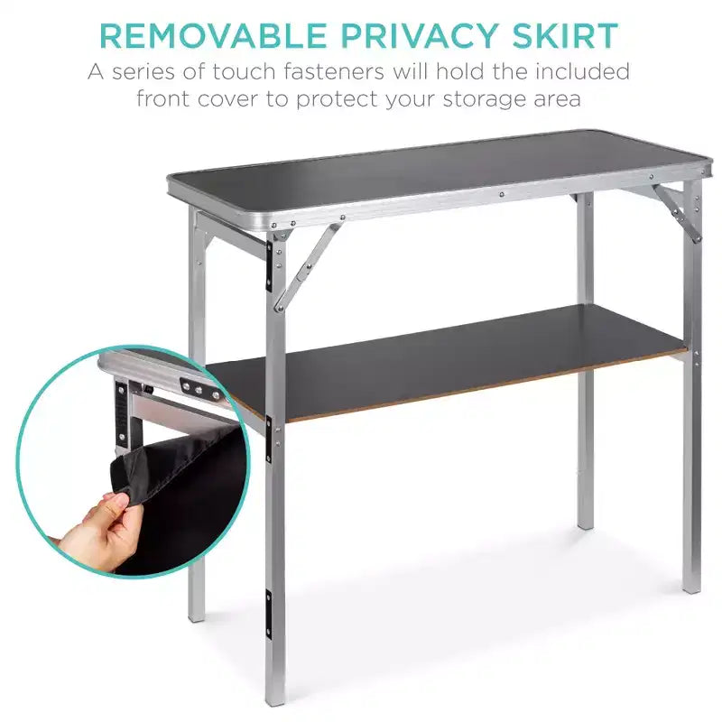 Table de bar portable escamotable Best Choice Products pour l'intérieur/extérieur, les fêtes, les pique-niques avec étui de transport, jupe amovible