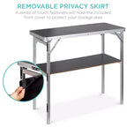 Table de bar portable escamotable Best Choice Products pour l'intérieur/extérieur, les fêtes, les pique-niques avec étui de transport, jupe amovible