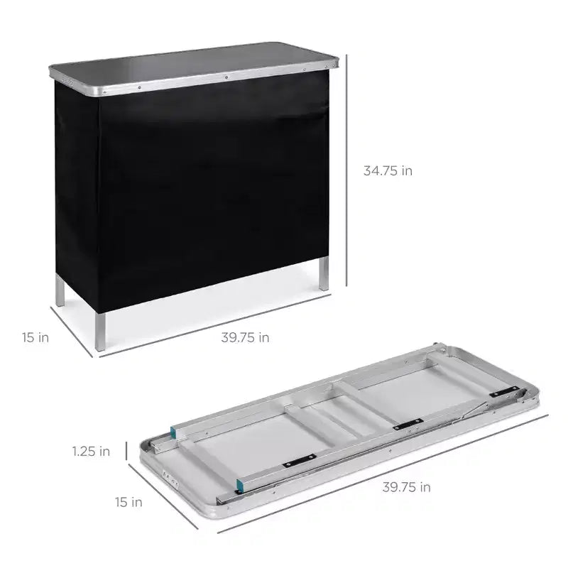 Table de bar portable escamotable Best Choice Products pour l'intérieur/extérieur, les fêtes, les pique-niques avec étui de transport, jupe amovible